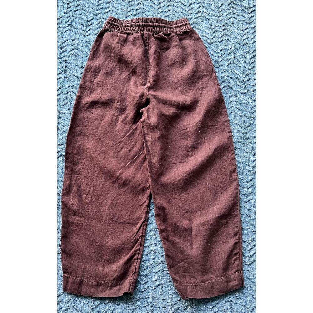 Athleta Retreat Wide Leg Linen Hi-Rise Pull On Pants Chocolate Brown Sz. XXS - Picture 4 of 7